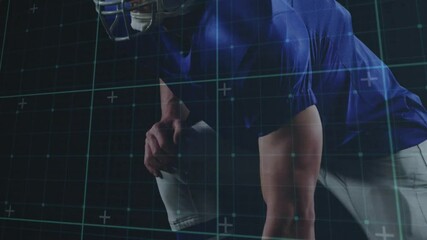 Wearing blue jersey, American football player with digital grid animation overlay - Powered by Adobe