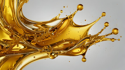 Vivid Golden Liquid Splash Mid-Motion