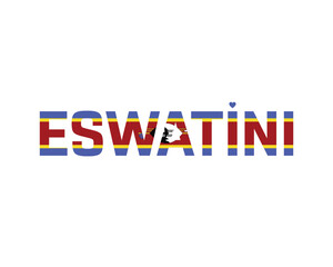 Fototapeta premium I love Eswatini, I love Eswatini typographic design with flag typography and heart on white background, Vector design of I love Eswatini, Eswatini National Day Design