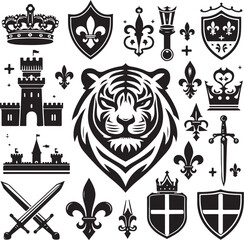 Obraz premium Luxury Ornamental Tattoos Vintage Vector Bundle | Baroque, Royal Frames & Floral Designs 