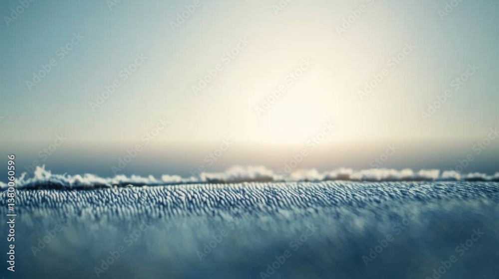 Fototapete detailed view of a frayed patch of denim highlighting rich indigo hues and texture, captured in soft