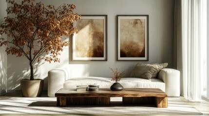 Modern living room interior with minimalist decor