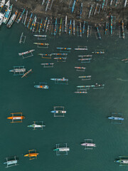 Aerial view - Pattern of boats at a jetty
