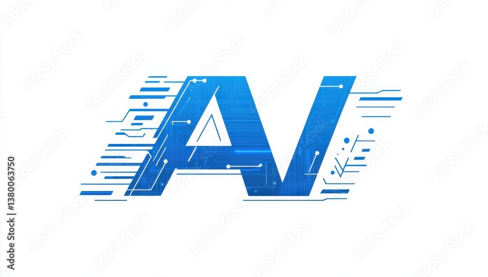 Wall mural futuristic ai technology logo with abstract circuit patterns and digital design