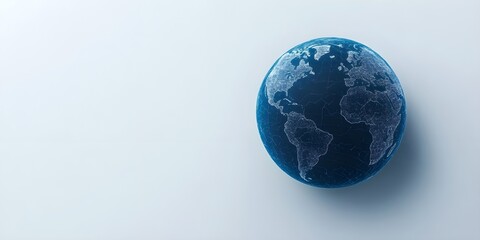 A blue globe with a white background