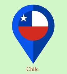 Flag Of Chile, Chile flag, National flag of Chile. map pin flag of Chile.