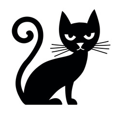 Curly tail black cat with mysterious look vector