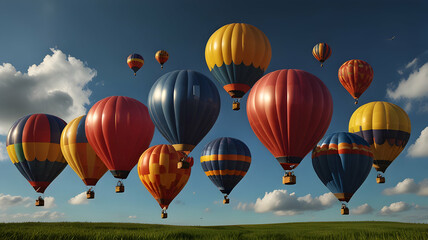 Obraz premium Hot Air Balloons Floating Against a Clear Sky