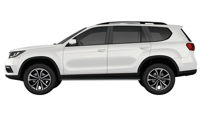 Fototapeta premium SUV car in white color, isolated on a transparent background png 