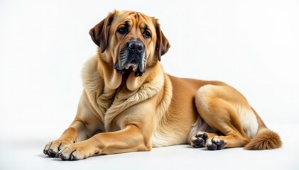 Imposing mastiff, relaxed posture, pure white backdrop, background, graphic