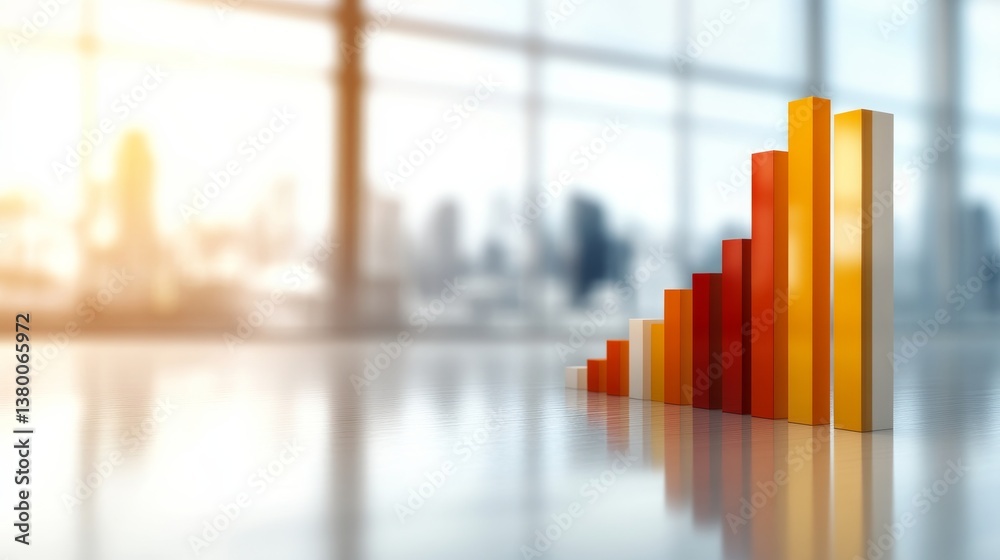 Aufkleber A vibrant bar chart displays data points in various colors over a clean white background, ideal for business presentations or analytics discussions in modern settings