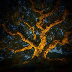 Naklejka premium Majestic Oak: Illuminated Glory