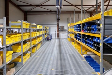 A warehouse with car spare parts. Storage, sale of auto parts, warehouse.