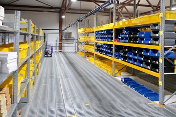A warehouse with car spare parts. Storage, sale of auto parts, warehouse.