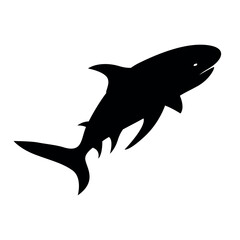 Obraz premium shark silhouette with curved body swimming vector
