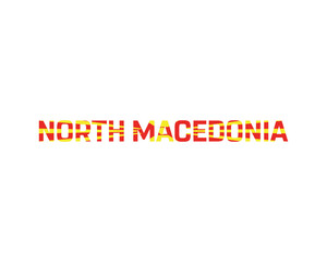 North Macedonia flag Typography on a white background, Vector design of North Macedonia flag typography, Flag of North Macedonia, National Day Design, North Macedonia Day design