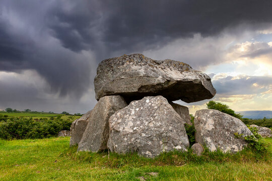 A tomb at Carrowmore Megalithic Cemetery located near Sligo town on the Coolera Peninsula in County Sligo, Ireland