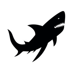 Shark silhouette with curved spine attacking pose vector