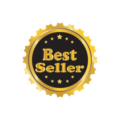 Best selling sticker labels, black gold glitter badges Stars Decor isolated vector Premium Quality text product, for use on your book cover labels or products The Best