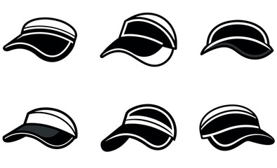 Vector Illustration of Stylish Sun Hats in Monochrome