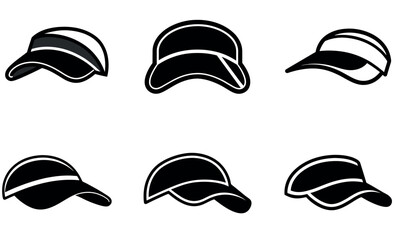 Vector Illustration of Stylish Sun Hats in Monochrome