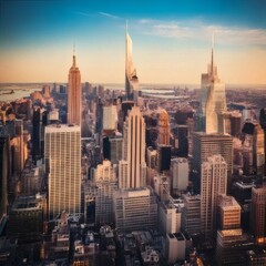 A scenic cityscape showing sharp architectural details of modern skyscrapers.