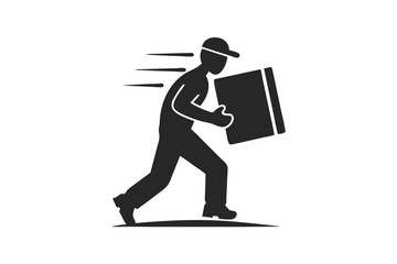 Courier Delivering man icon silhouette vector illustration