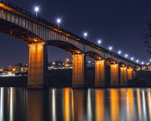 Fototapeta premium Henley Street Bridge in Knoxville at Night. Iconic Architecture over Tennessee River