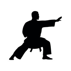 Martial artist pointing silhouette vector karate pose