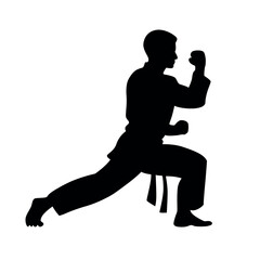 Karate fighter silhouette vector focused combat pose