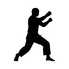 Karate fighter punch silhouette vector martial arts action