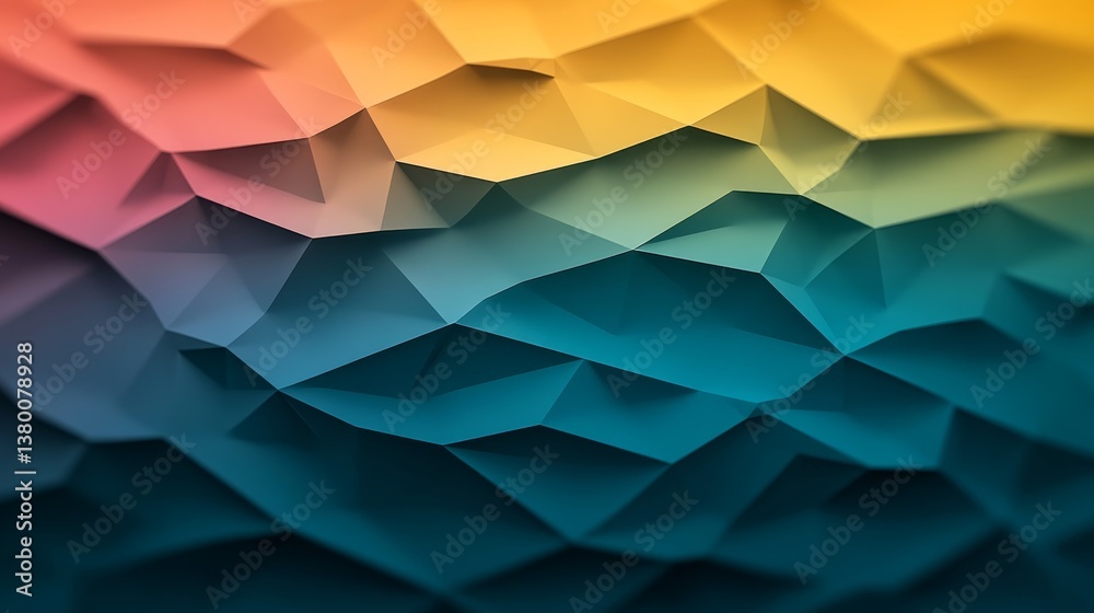 Poster This vibrant 3D background features a gradient of dark rainbow colors forming undulating waves, ideal for various creative applications with ample copy space