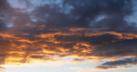 Beautiful clouds on the sky after sunset . Sunset sky background.