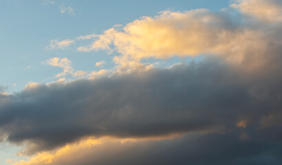 Beautiful clouds on the sky after sunset . Sunset sky background.