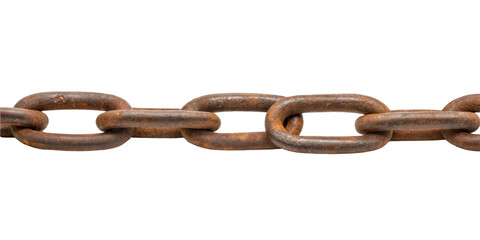 Obraz premium Vintage rusty steel chain isolated on transparent background. Cut out