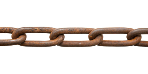 Obraz premium Vintage rusty steel chain isolated on transparent background. Cut out