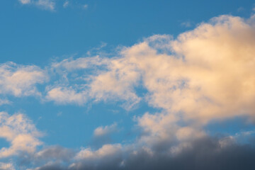 Fototapeta premium Beautiful clouds on the sky after sunset . Sunset sky background.