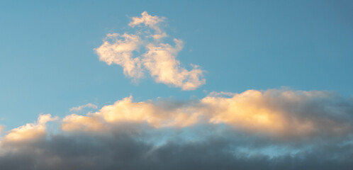 Beautiful clouds on the sky after sunset . Sunset sky background.