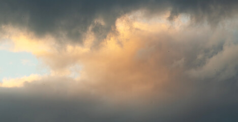 Beautiful clouds on the sky after sunset . Sunset sky background.