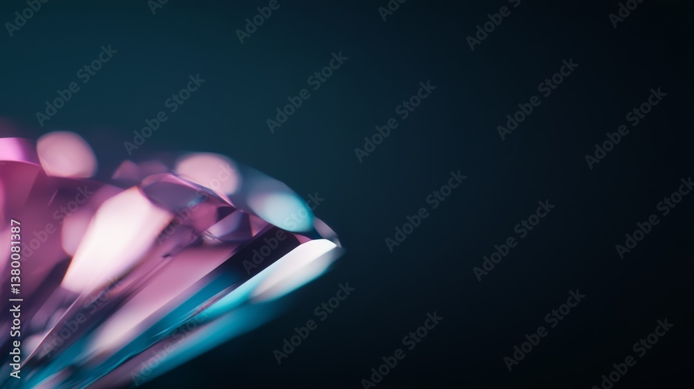 Aufkleber detailed side-profile shot of a single sapphire crystal reveals intricate facets that reflect light,