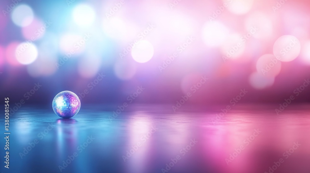 Aufkleber A macro shot captures a dazzling disco ball scattering multicolored light against a vibrant blurred backdrop, creating an energetic and festive ambiance