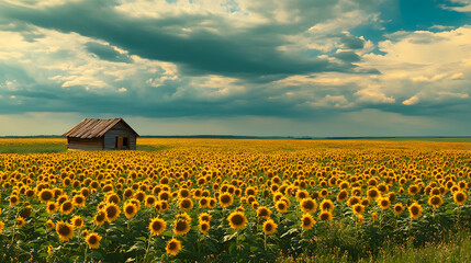 sunflower, field, flower, nature, agriculture, yellow, summer, sky, sun, plant, green, sunflowers, blue, rural, farm, beautiful, meadow, landscape, flora, blossom, crop, sunny, bright, leaf, outdoor