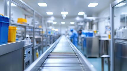 Fototapeta premium Food processing production processes in a modern facility showcasing advanced techniques and equipment