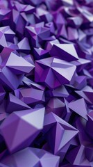 Fototapeta premium Abstract geometric surface with sharp polygonal faces in vibrant purple hues. Modern low-poly texture creating a dynamic and futuristic aesthetic.