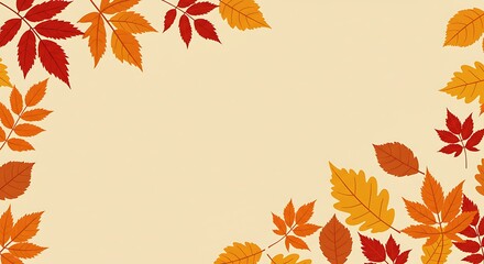 Autumn Leaves Frame Crimson And Gold Embrace Warm Hues Of Autumn Falling Leaves Design Autumnal Border Art Red Orange Leaf Pattern AI Generated