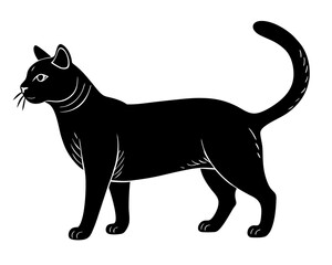Russian Blue Cat silhouette vector illustration