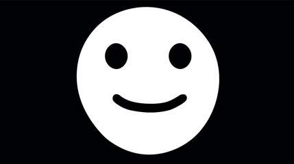Fototapeta premium Simple black and white smiley face on black background flat vector illustration
