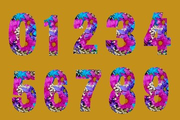 Spring flowers NUMBERS from  0 to 9. Spring flowers NUMBERS from  0 to 9 illustration vector. Spring Numbers 