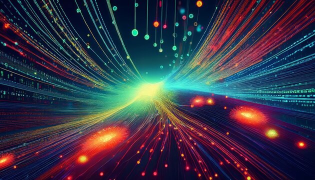 Fiber optics carrying computer virus attacking binary code