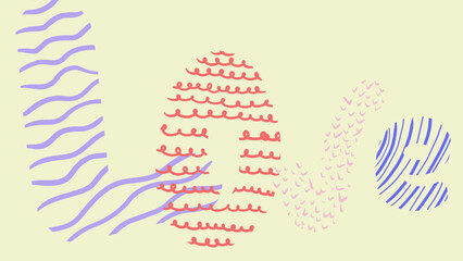 Vibrant geometric lines weave a dynamic abstract pattern, representing a contemporary graphic design in a multicolored palette, forming the word love.